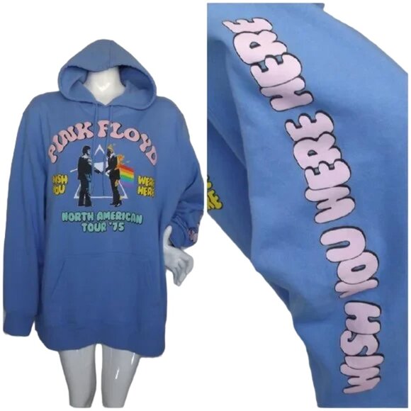 PINK FLOYD Wish You Were Here Hoodie, 3XL, LIGHT BLUE Pullover Sweatshirt - Picture 1 of 13